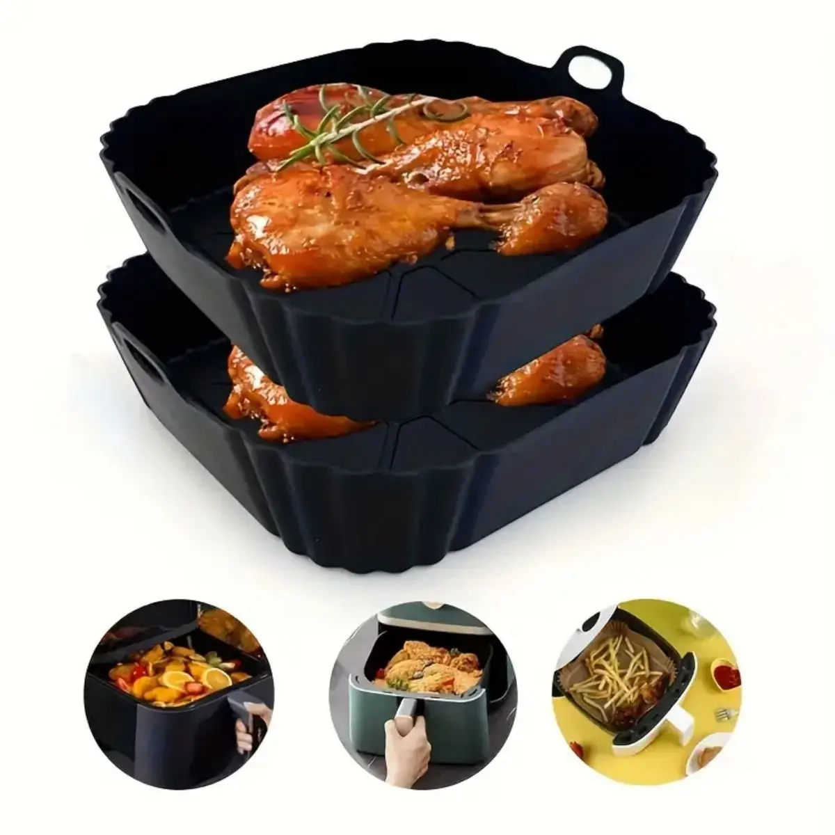 Reusable Air Fryer Silicone Po - Food Storage With Dividers ulasan dan harga